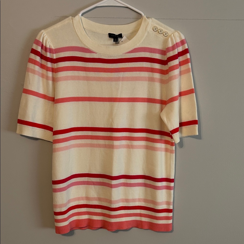 Talbots Cream Knit short sleeve  Top. Med.